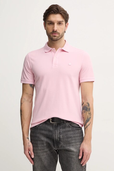 United Colors of Benetton polo bawełniane kolor różowy gładki 3089J3179