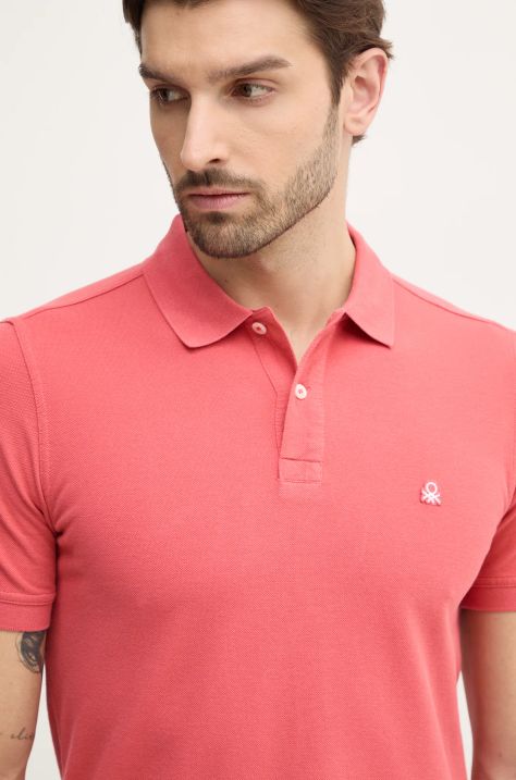 Bavlněné polo tričko United Colors of Benetton růžová barva, 3089J3179