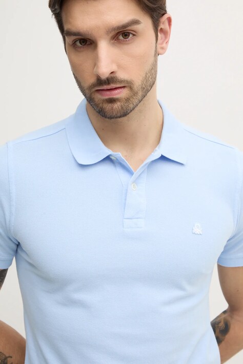 Bavlnené polo tričko United Colors of Benetton ružová farba, jednofarebné, 3089J3179