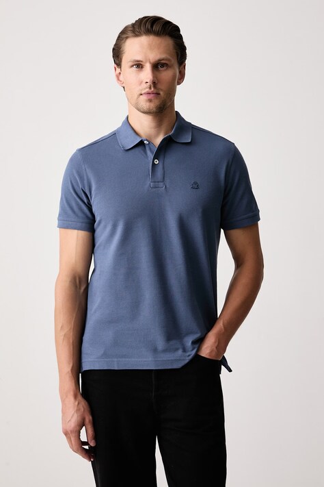 United Colors of Benetton Polo męskie bawełniane fioletowe 3089J3179
