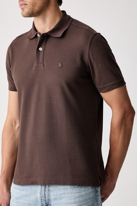 United Colors of Benetton Polo męskie bawełniane brązowe 3089J3179