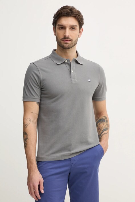 United Colors of Benetton polo bawełniane kolor szary gładki 3089J3179