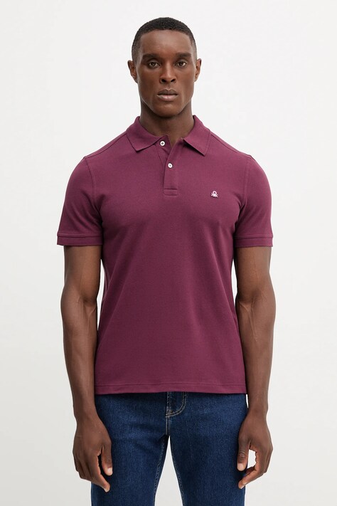 Хлопковое поло United Colors of Benetton цвет розовый однотонное 3089J3179