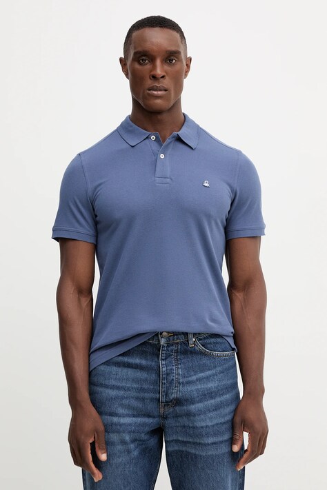 Хлопковое поло United Colors of Benetton цвет розовый однотонное 3089J3179