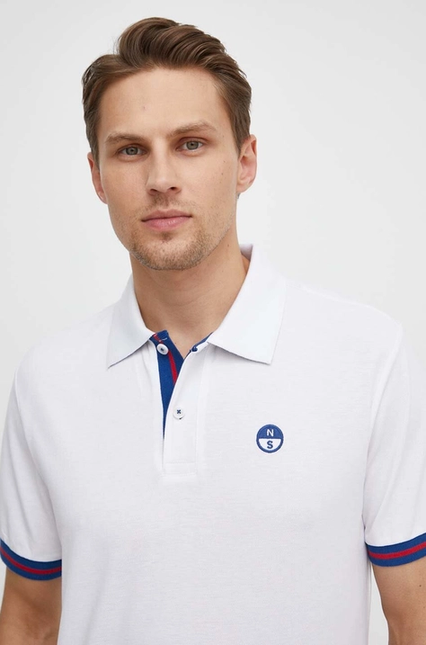 North Sails polo in cotone colore bianco con applicazione 692457