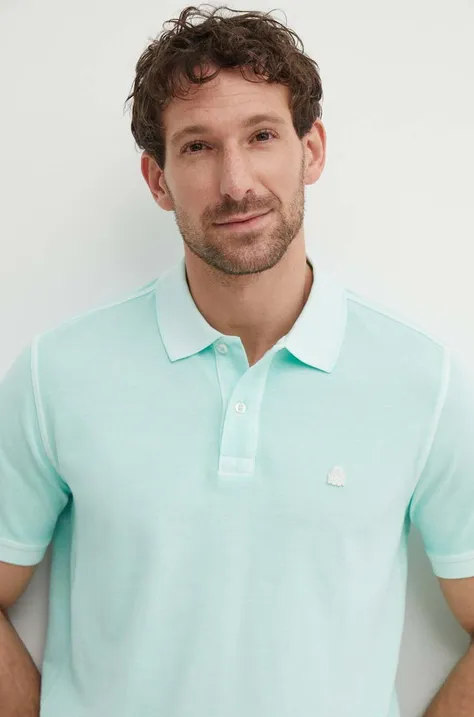 Bavlnené polo tričko United Colors of Benetton tyrkysová farba, jednofarebný