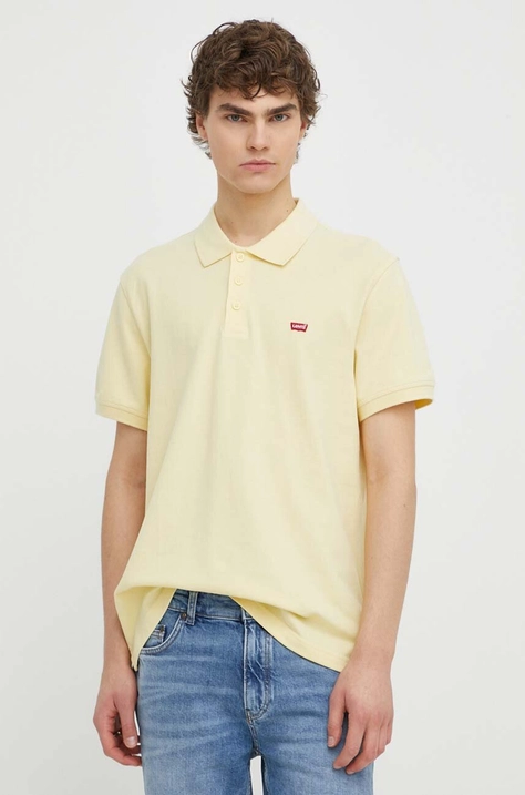 Levi's polo de bumbac culoarea galben, neted