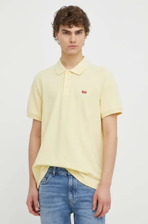 Bavlnené polo tričko Levi's žltá farba, jednofarebný