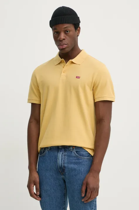 Levi's polo de bumbac culoarea galben, neted, 35883