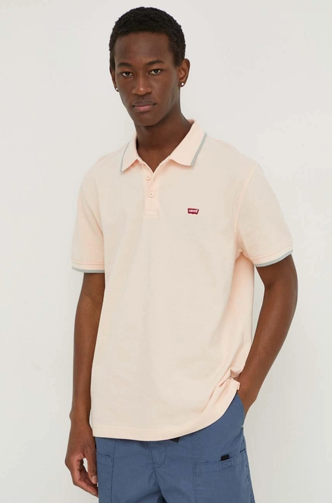 Levi's polo de bumbac culoarea portocaliu, neted