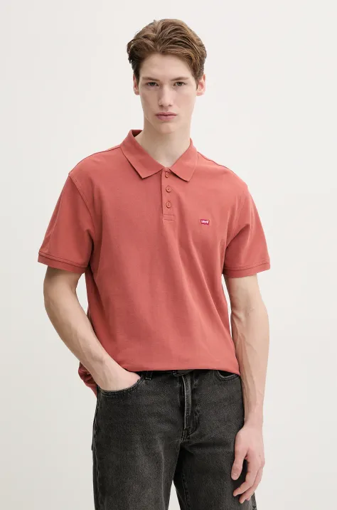 Bombažen polo Levi's oranžna barva