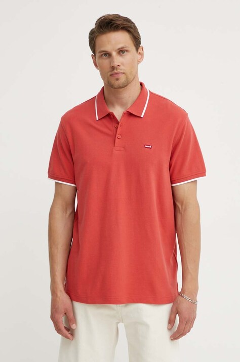Levi's polo bawełniane kolor czerwony