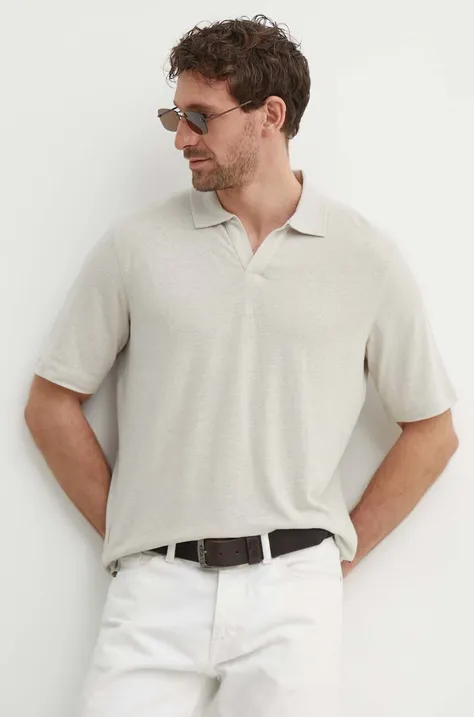 Sisley polo in lino colore beige