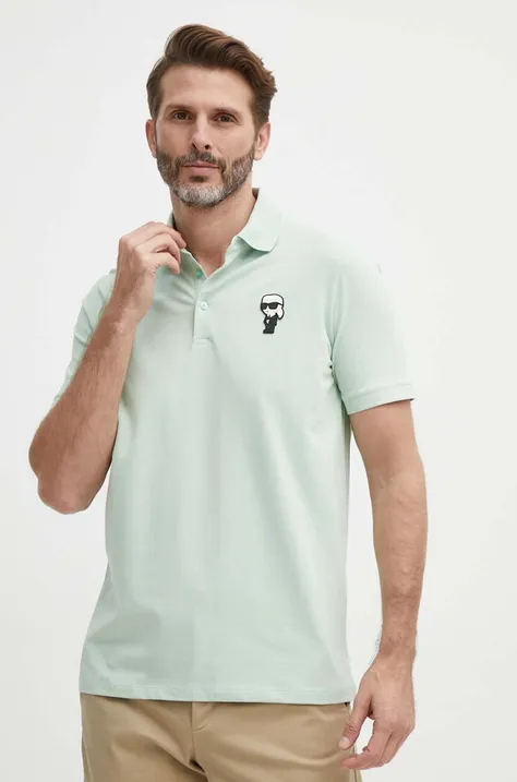 Polo tričko Karl Lagerfeld pánske, tyrkysová farba, jednofarebné, 542221.745022