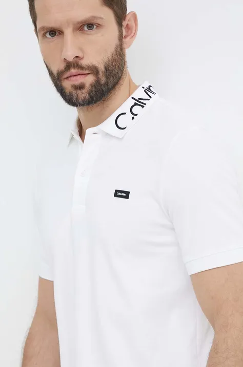 Polo majica Calvin Klein za muškarce, boja: bijela, bez uzorka, K10K112467