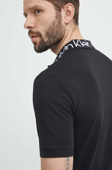 Polo majica Calvin Klein za muškarce, boja: crna, bez uzorka, K10K112467