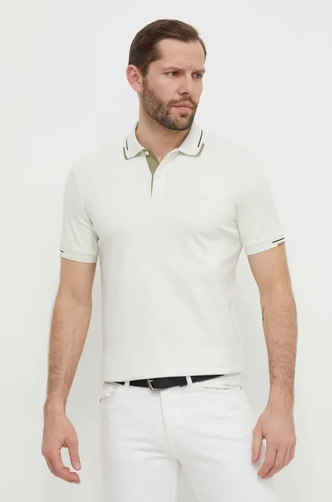 Pamučna polo majica Calvin Klein boja: zelena, bez uzorka
