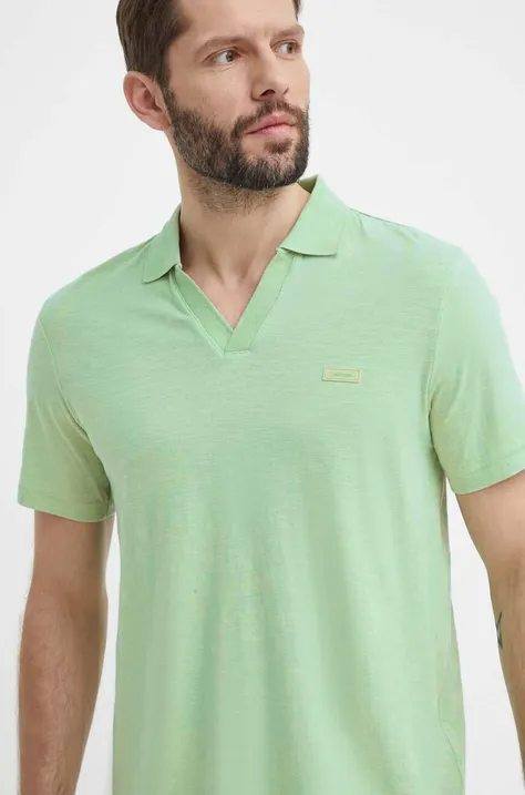 Calvin Klein tricou polo din in culoarea verde, uni, K10K112959
