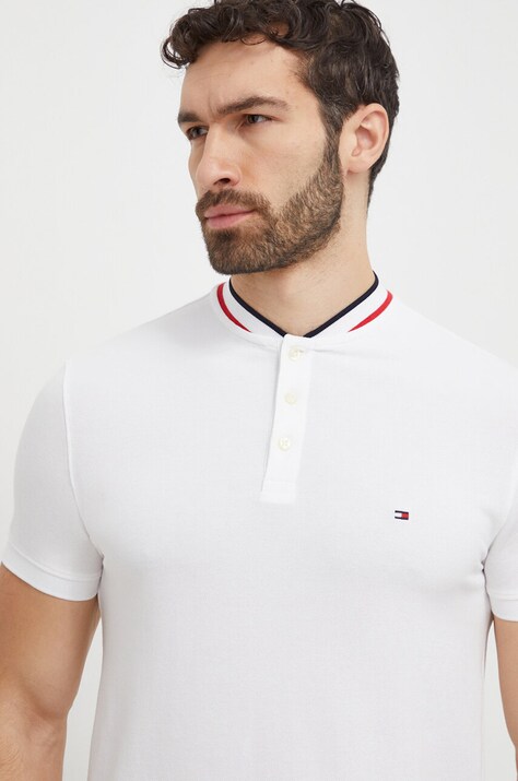 Tommy Hilfiger tricou polo bărbați, culoarea alb, uni MW0MW34752