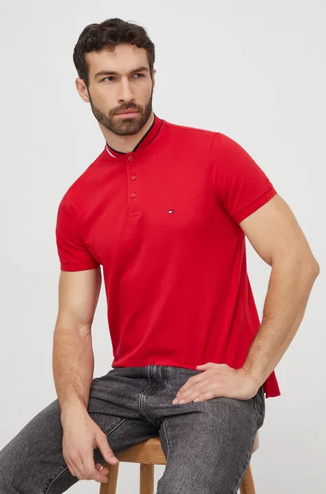 Polo tričko Tommy Hilfiger červená barva, MW0MW34752