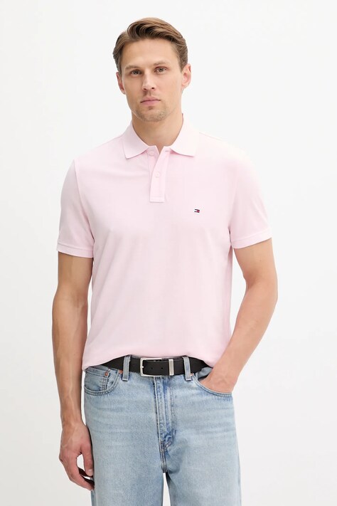 Tommy Hilfiger polo bawełniane kolor różowy gładki MW0MW34757