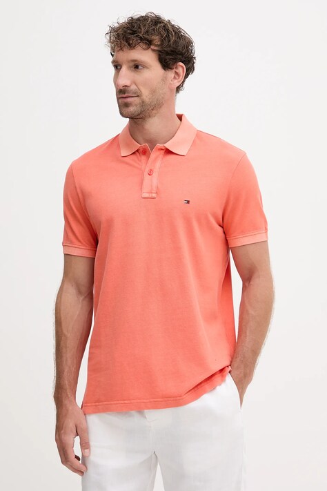 Bavlněné polo tričko Tommy Hilfiger béžová barva, MW0MW34757