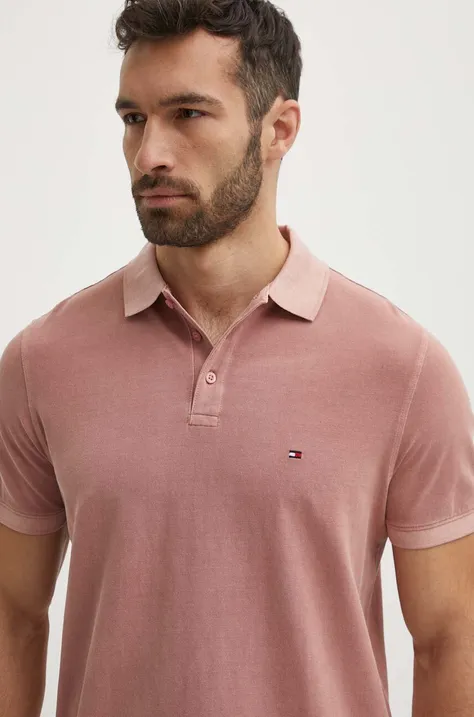 Bavlnené polo tričko Tommy Hilfiger ružová farba,jednofarebný,MW0MW34757