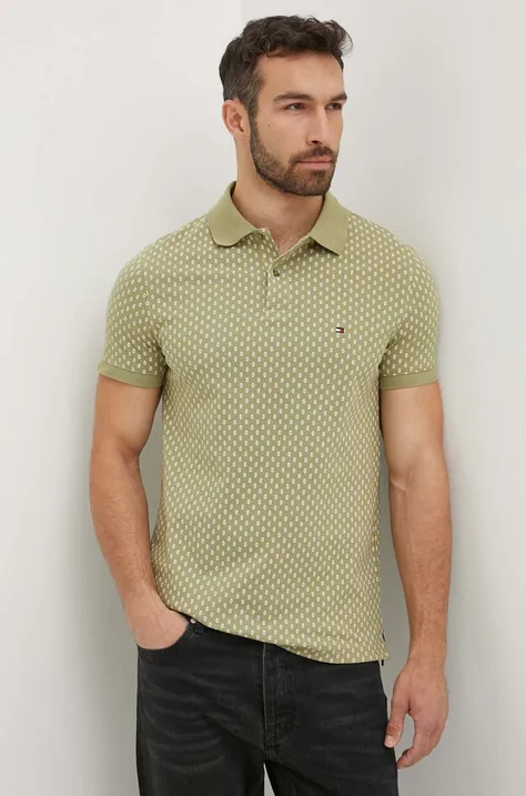 Bavlněné polo tričko Tommy Hilfiger zelená barva, MW0MW34781
