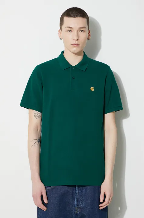 Βαμβακερό μπλουζάκι πόλο Carhartt WIP S/S Chase Pique Polo χρώμα: πράσινο, I023807.1YWXX