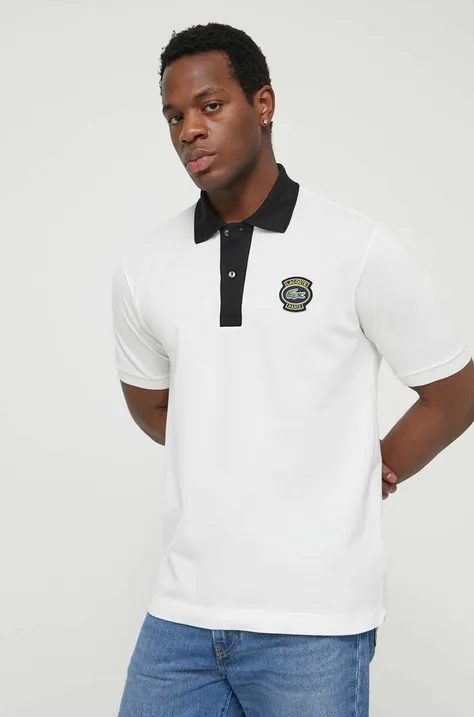 Βαμβακερό μπλουζάκι πόλο Lacoste χρώμα: άσπρο