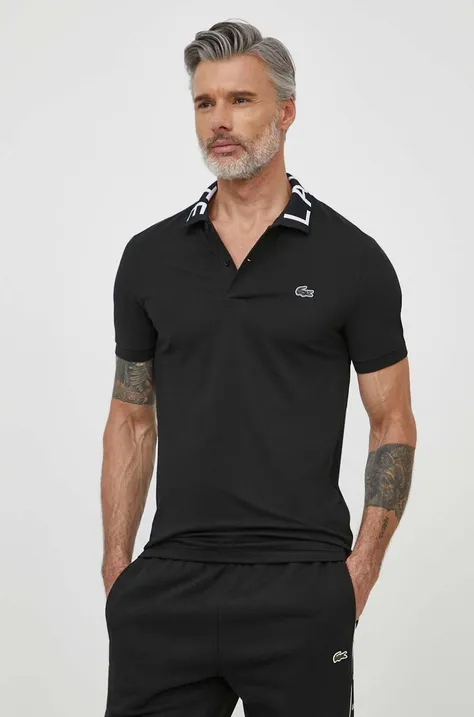Polo tričko Lacoste černá barva, s aplikací