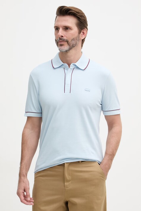 Lacoste polo męskie bawełniane z elastanem niebieskie PH8184