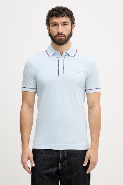 Lacoste polo męskie bawełniane z elastanem niebieskie PH8184