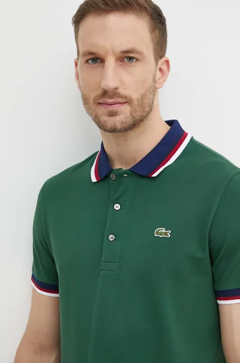 Polo tričko Lacoste zelená barva, s aplikací