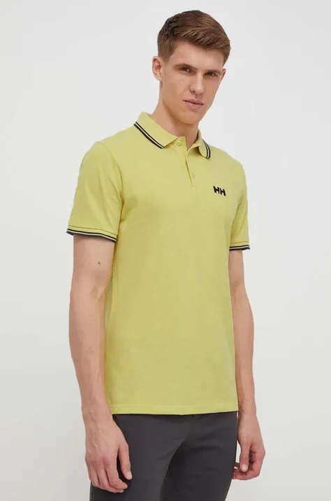 Bavlnené polo tričko Helly Hansen žltá farba, jednofarebný