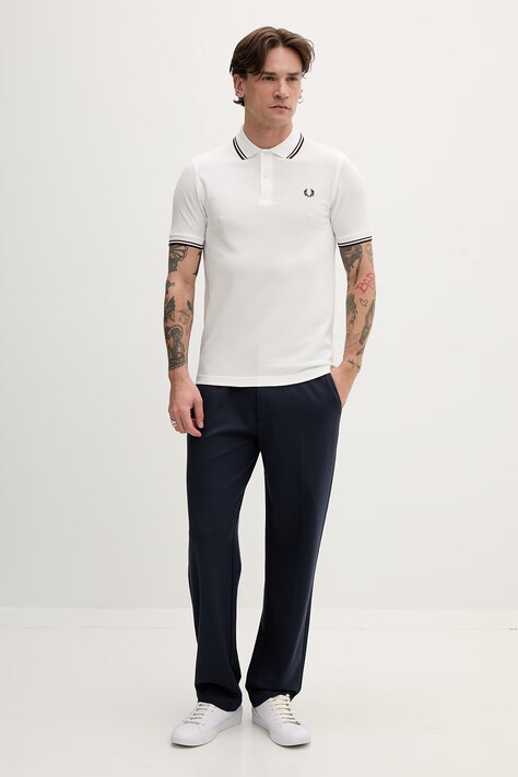 Бавовняне поло Fred Perry Twin Tipped Shirt — SS24-POM0A3, білий — фото 2