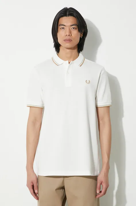 Bavlněné polo tričko Fred Perry Twin Tipped bílá barva, s aplikací, M3600.U83