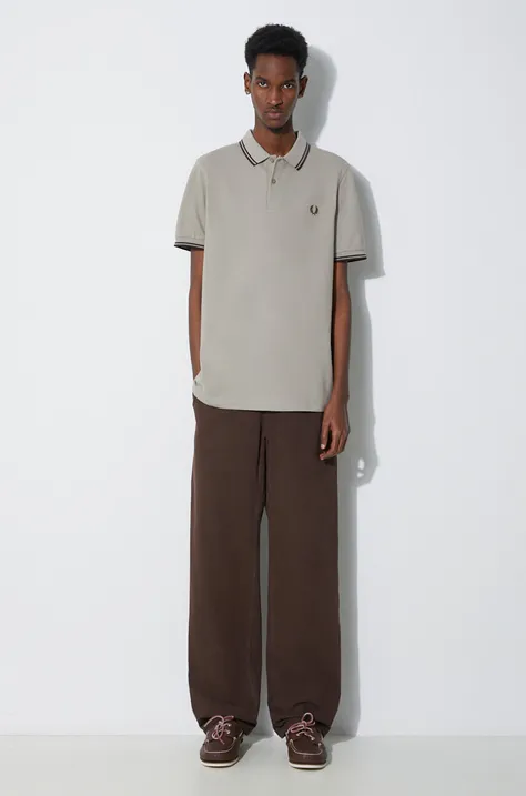 Βαμβακερό μπλουζάκι πόλο Fred Perry Twin Tipped Shirt χρώμα: γκρι, M3600.U84