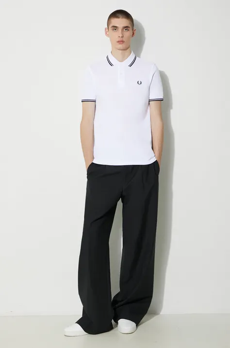 Fred Perry polo in cotone Twin Tipped Shirt colore bianco con applicazione M3600.200