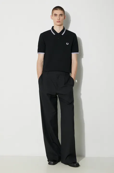 Βαμβακερό μπλουζάκι πόλο Fred Perry Twin Tipped Shirt χρώμα: μαύρο, M3600.350