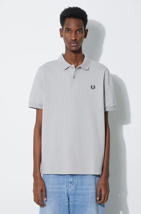 Хлопковое поло Fred Perry Plain Shirt цвет серый с аппликацией M6000.R41