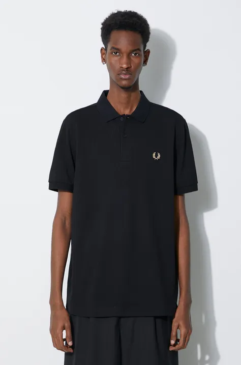 Хлопковое поло Fred Perry Plain Shirt цвет чёрный с аппликацией M6000.U78