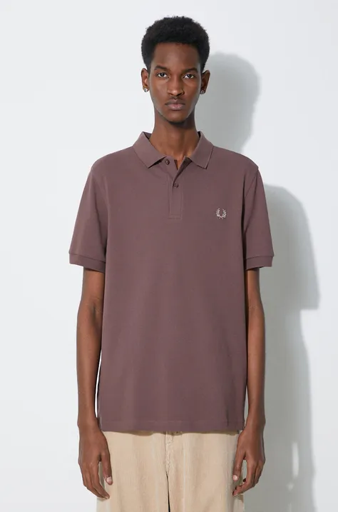 Bavlnené polo tričko Fred Perry Plain Shirt hnedá farba, s nášivkou, M6000.U85