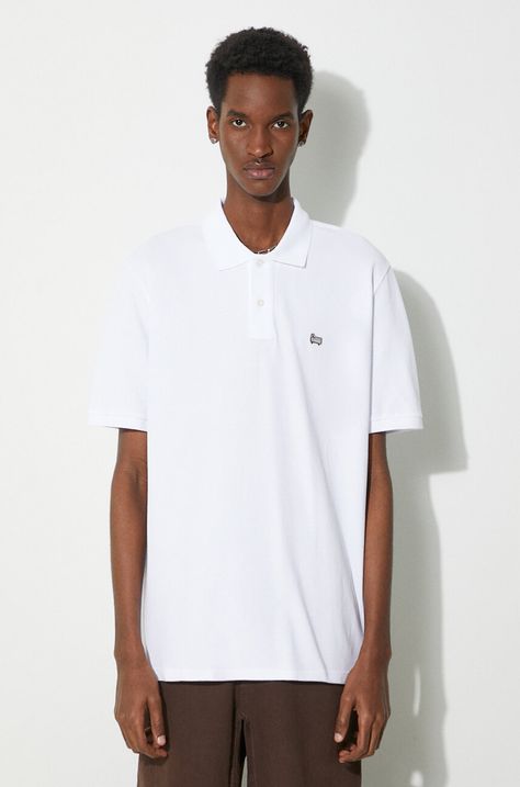 Памучна тениска с яка Woolrich Classic American Polo в бяло с изчистен дизайн CFWOPO0062MRUT2555