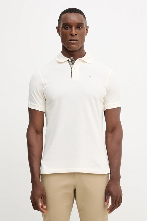 Barbour polo bawełniane Tartan Pique Polo kolor beżowy z aplikacją MML0012
