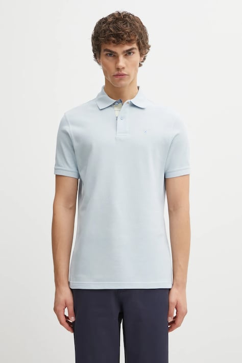 Barbour polo bawełniane Tartan Pique Polo kolor niebieski z aplikacją MML0012