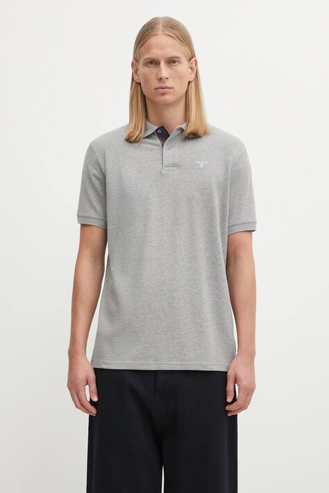 Barbour cotton polo shirt Tartan Pique Polo gray color MML0012