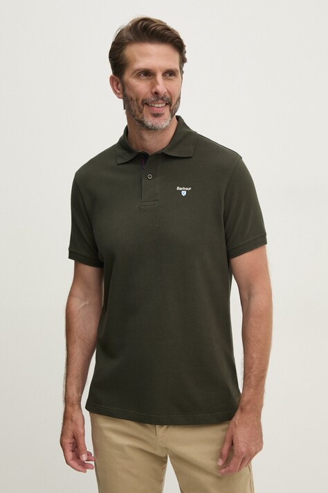 Barbour polo bawełniane Tartan Pique Polo kolor zielony z aplikacją MML0012
