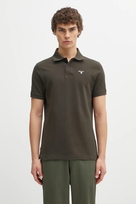 Bavlnené polo tričko Barbour Tartan Pique Polo zelená farba, s nášivkou, MML0012