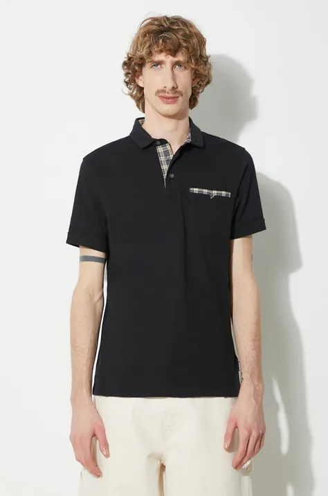 Βαμβακερό μπλουζάκι πόλο Barbour Corpatch Polo χρώμα: μαύρο, MML1071